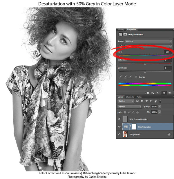 4 Retouching Academy Desat with GreyColort Example The Ultimate Guide to the Dodge & Burn Technique – Part 3: Curves Setup & More